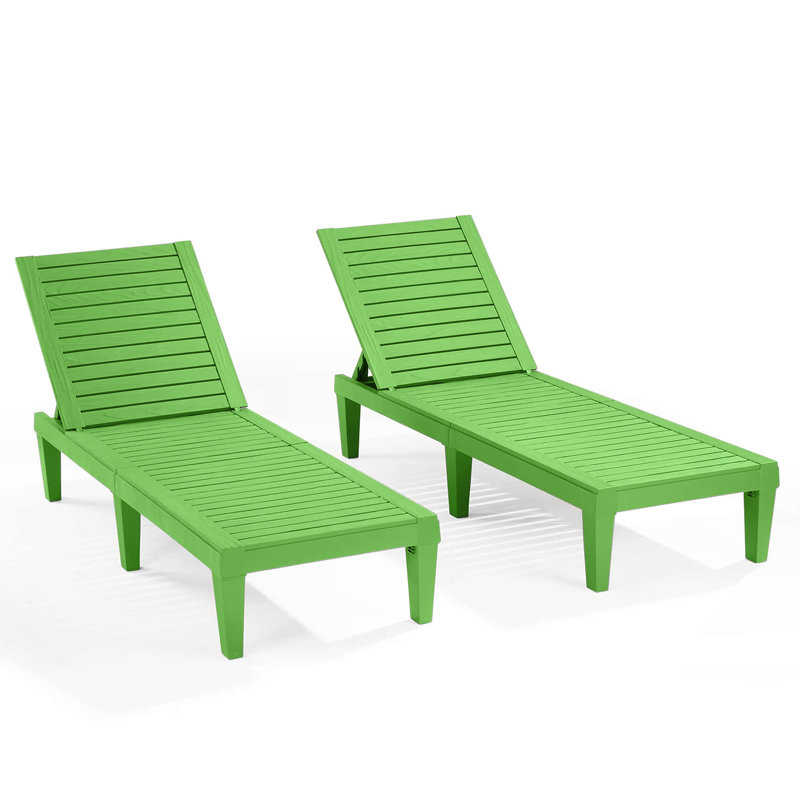Nestl Waterproof, Lightweight, and Adjustable Outdoor Polyresin Chaise Lounge Chair Set, Lime, 2