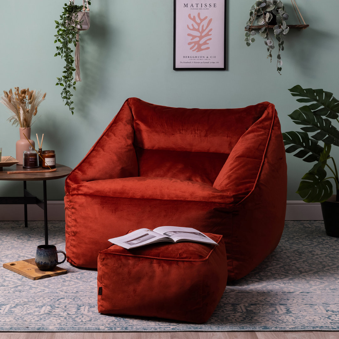 icon Natalia Velvet Giant Bean Bag Armchair & Footstool