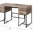 Desirre Rustic Oak & Black Finish Writing Desk With USB Port, Combining Modern Functionality And Rustic Charm For Efficient Workspaces.