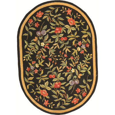 Kinchen Hand Hooked Wool Pile Floral Rug