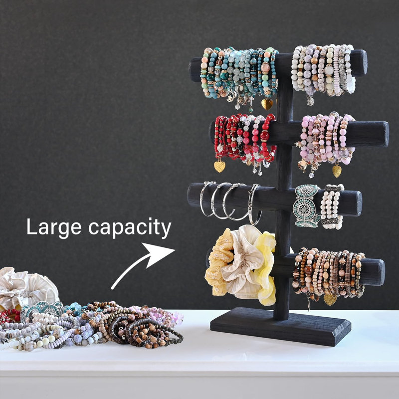 4-Tier Wooden Jewellery Display Stand, Black