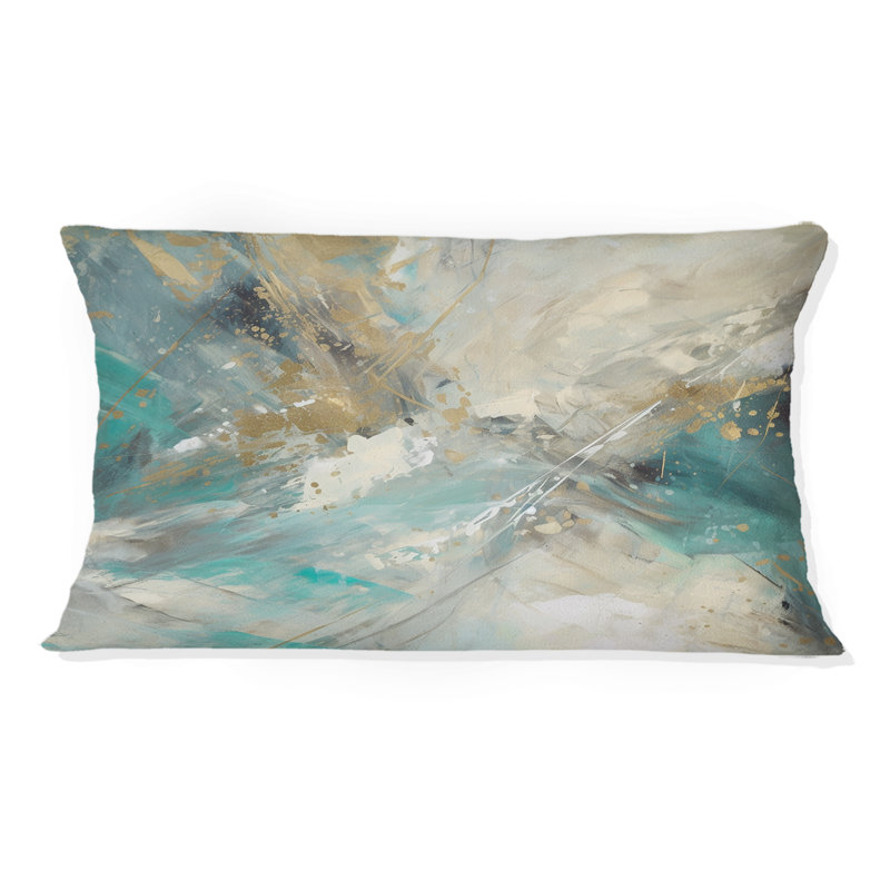Golden Hour In Turquoise Waves VI - Coussin décoratif à imprimé abstrait