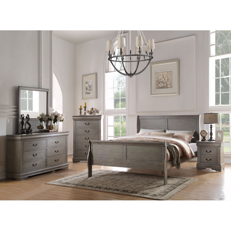 Elim Wood Wall Mirror, Antique Gray