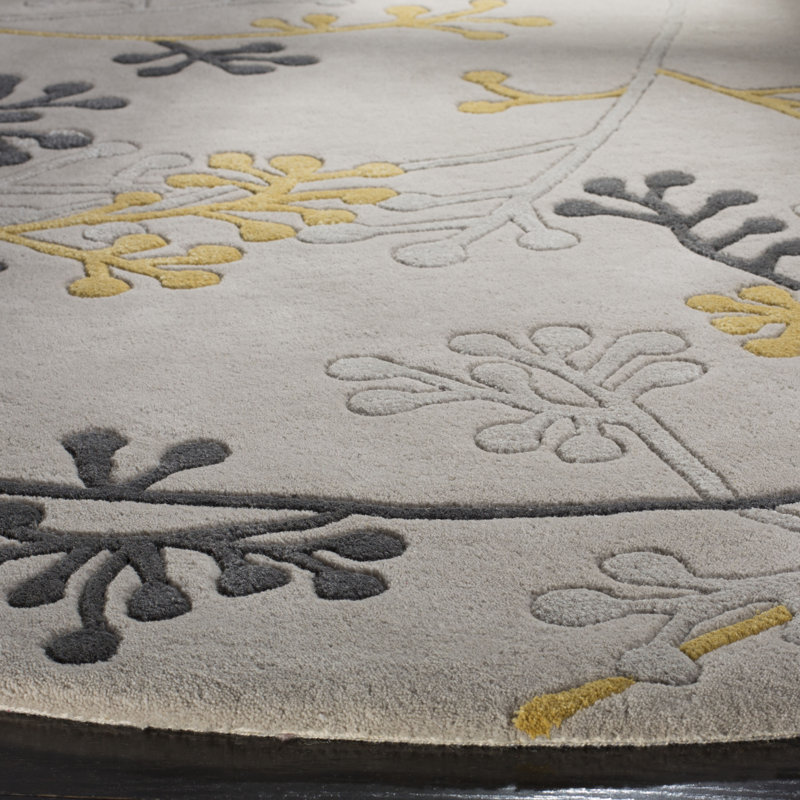 Tapis gris en laine touffeté à la main Avayah, Rectangle 7 pi 6 po x 9 pi 6 po