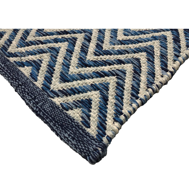 Jimena Non-Slip Chevron Indoor Doormat, Blue