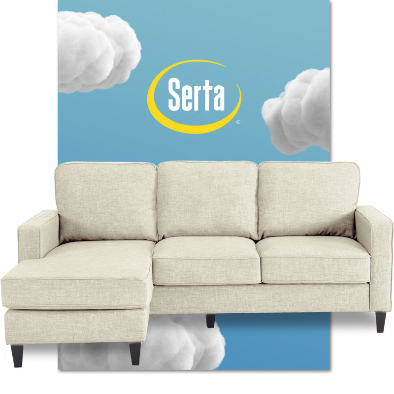Serta Harmon Upholstered Reversible Sectional Sofa and Chaise, Cream, Square Arms