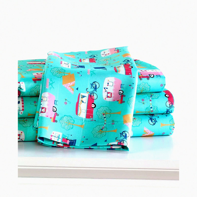 Vintage Vibe Glamp Sheet Set - Retro Camping Bedding - Happy Camper Lifestyle - Cozy Bed Sheets - Outdoor Adventure Decor