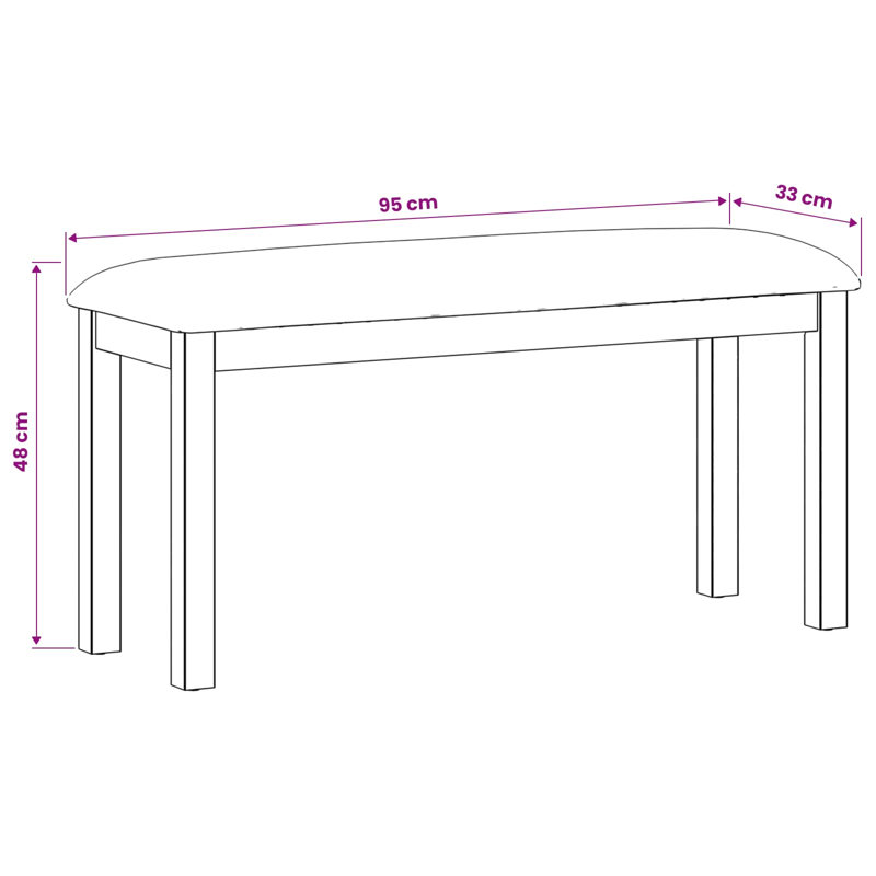 Solid Wood Bench, Black