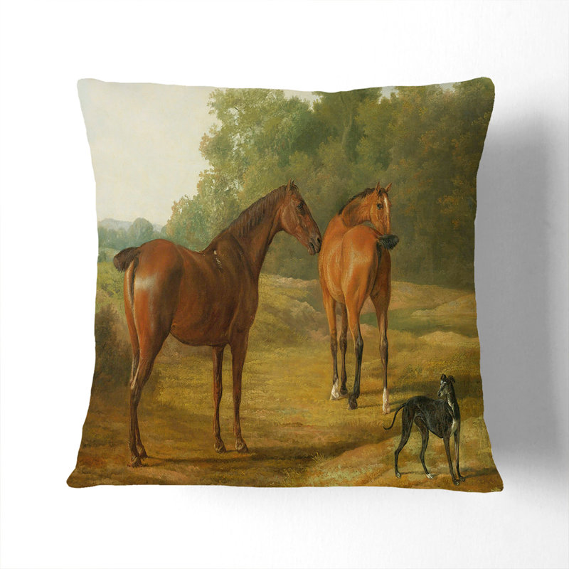 Horses And Hound Square Throw Cushion, 40cm H x 40cm W x 15cm D
