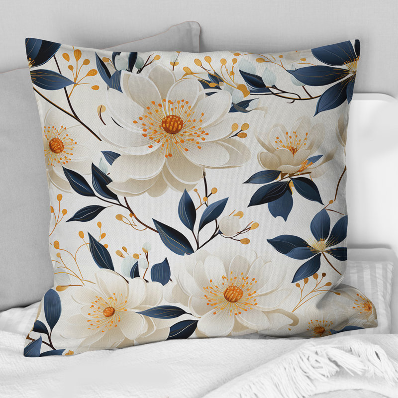 Motif floral White Essence Petals Blooms, H 18 po x l 18 po