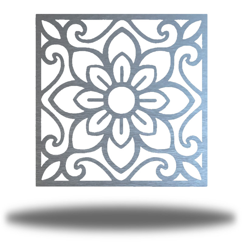 Traditional Plants & Flowers Wall Decor on Metal, Silver, 30" H x 30" W x 0.06" D