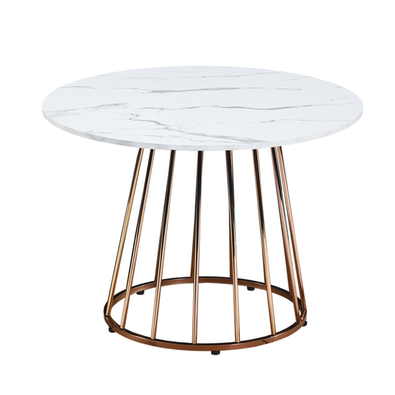 Veniaminof Round Metal Base Dining Table, White