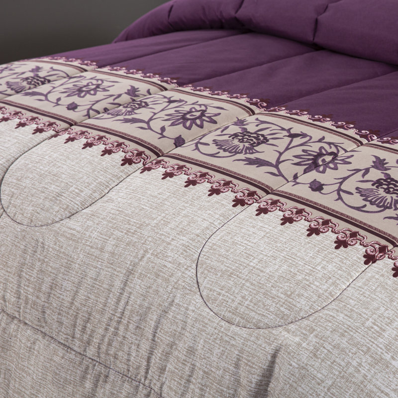Twin Purple and Taupe Microfiber Bed in a Bag Set