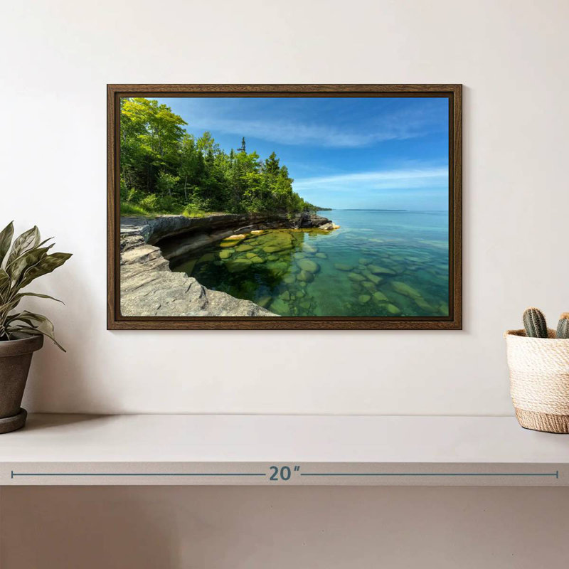 Photographie de Paradise Cove, 13 po x 9 po, Cadre flottant noyer