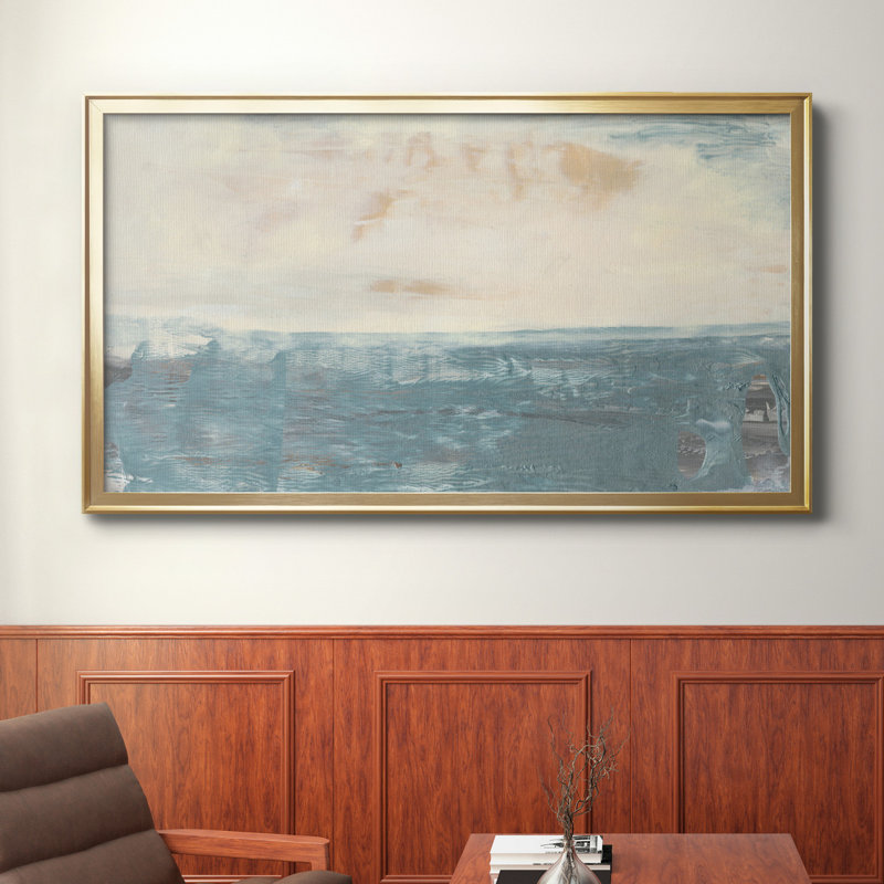 " Peace And Calm III ", 14.5" H x 26.5" W, Picture Framed Canvas, Gold