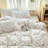 Nayoroom French Garden Durable Farmhouse Pink Flowers White Cotton Duvet Cover Set Aesthetic Garden Style Soft Floral Bedding Set-112501239