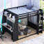 Lit superposé double pleine grandeur avec bureau, tablettes de rangement, lit mezzanine USB et à DEL, noir-131271668