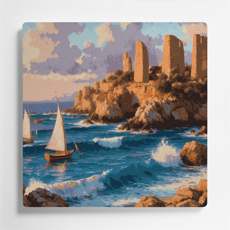 Art mural en métal avec cités, villes, Sardaigne, Italie, H 32 po x l 32 po