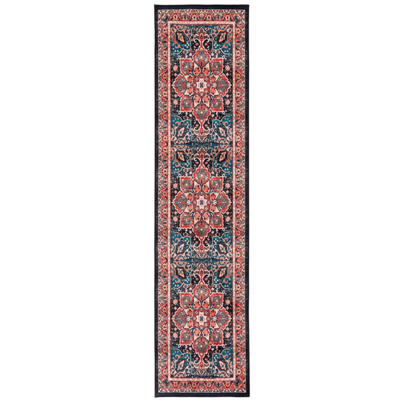 Manado Oriental Red/Navy Area Rug, Runner 2'2" x 9'