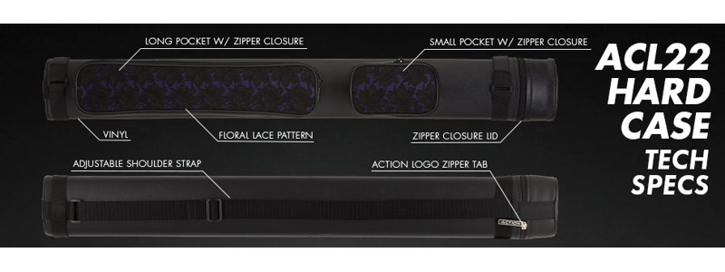 14" Pool Cue Case, Black/Purple