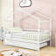 Lit simple en bois avec lit gigogne simple et garde-corps-2038812851