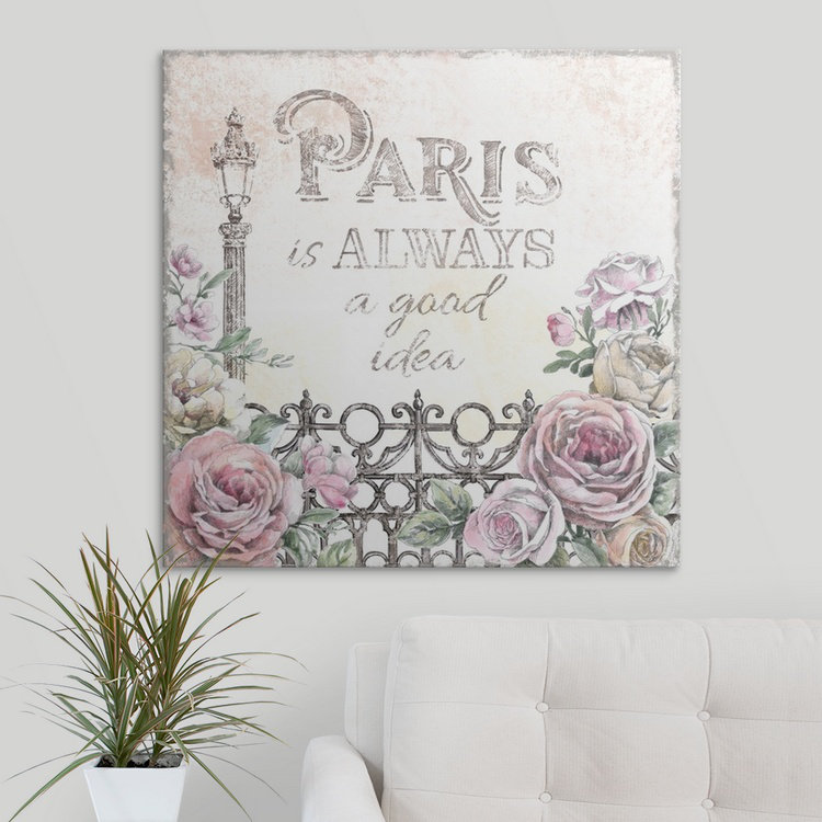 « iv », reproduction d’impression Paris Roses, H 35 po x l 35 po x P 1,5 po, Toile
