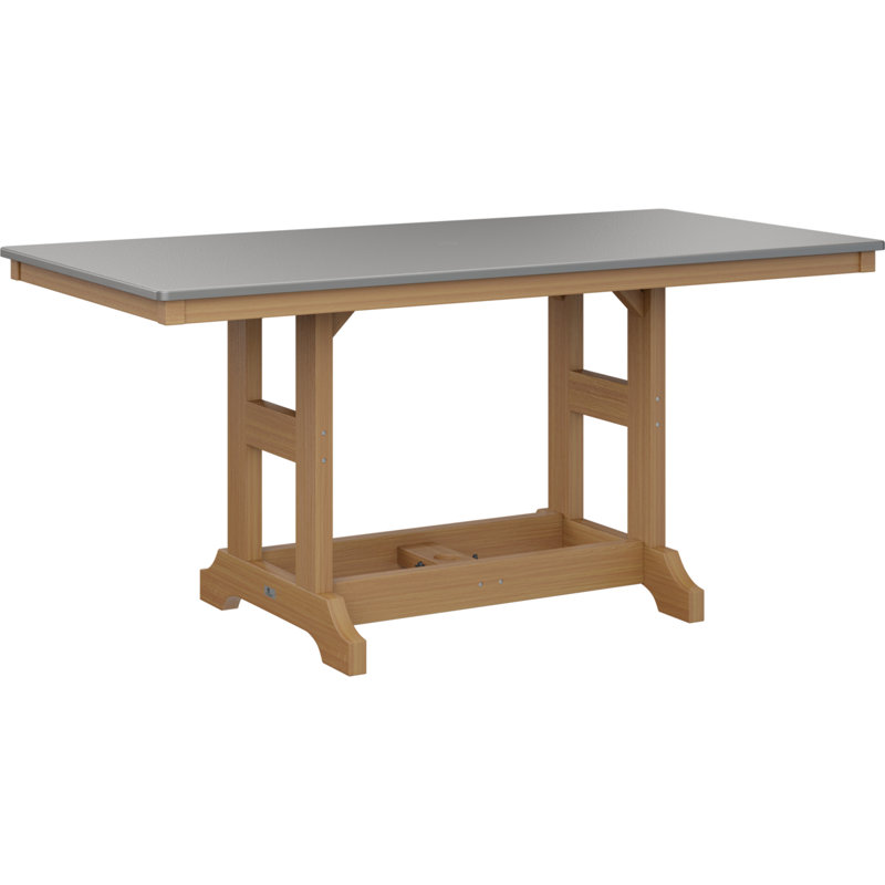 Table de salle à manger rectangulaire Berlin Garden, Acier inoxydable martelé, H 30,87 po x l 66 po x P 33 po, Teck naturel