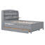 Lit plateforme double en bois avec tête de lit à DEL, gigogne et rangement avec tiroirs, gris-1549057305-1549057284
