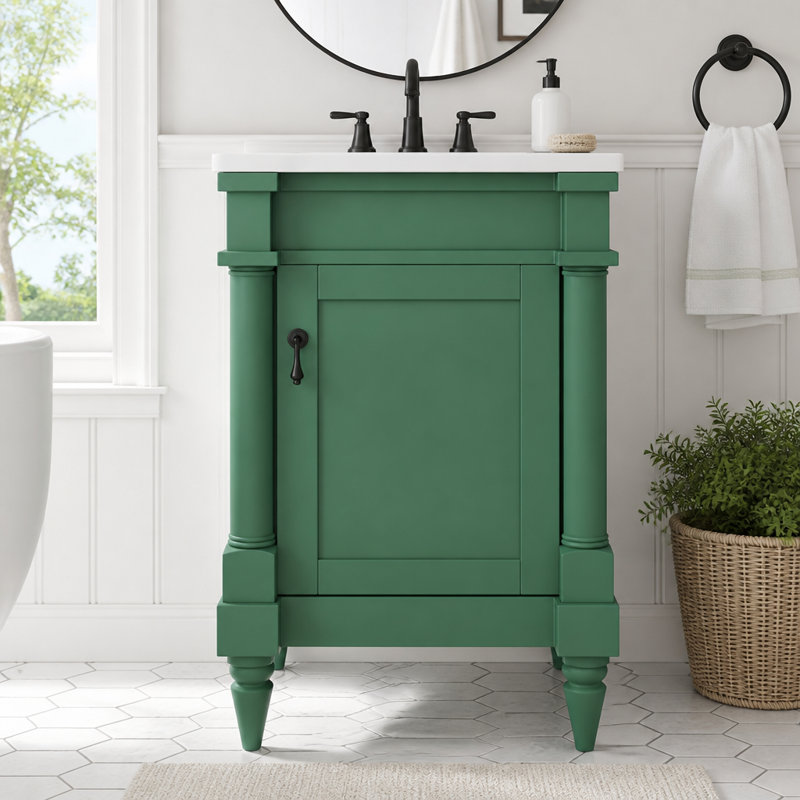 Meuble-lavabo compact avec lavabo, portes à fermeture douce et tablette réglable, 47.62 lbs Black