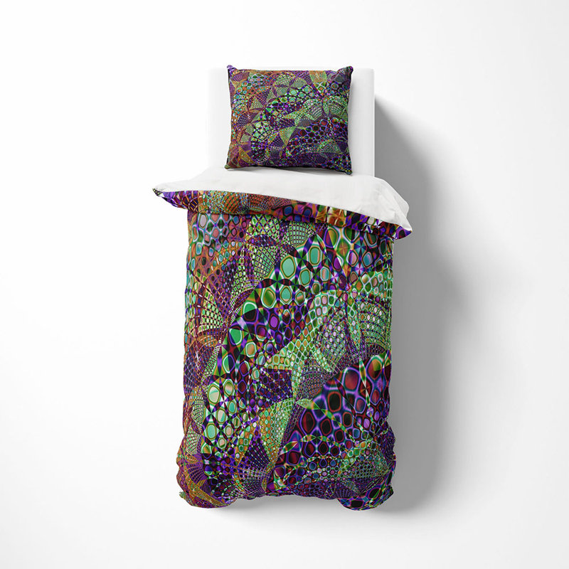 Ensemble de housse de couette et insert vert en microfibre 3 pièces, Housse de couette simple + 2 taies d'oreiller