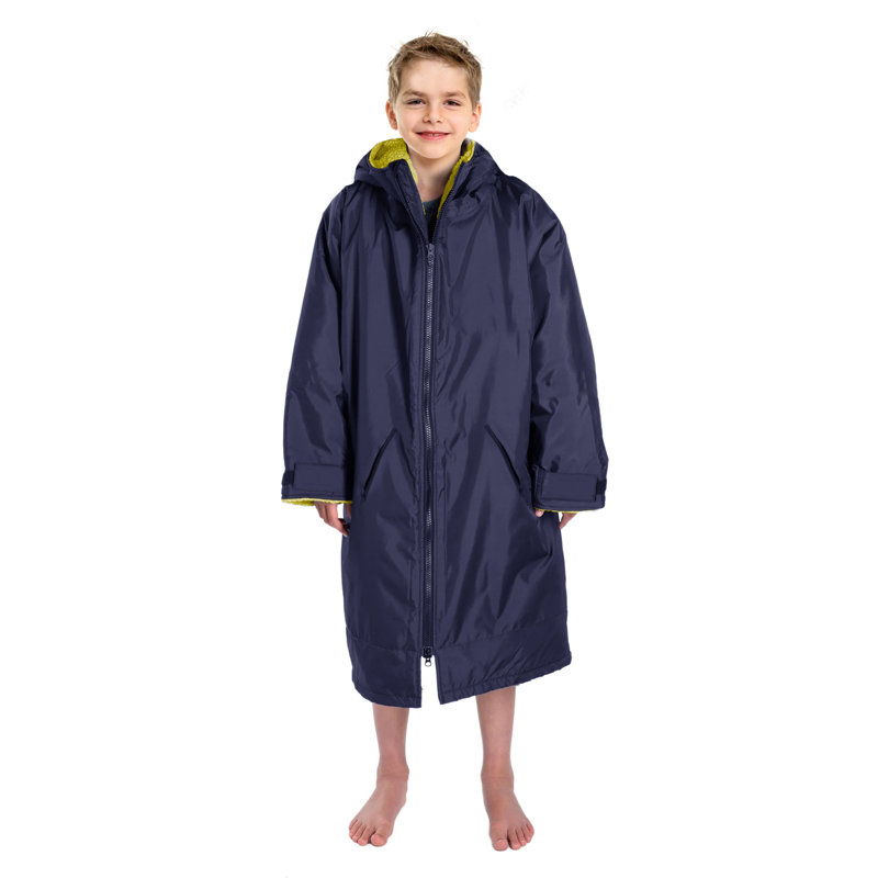 Nitin Fleece Bathrobe with Pockets and Hood, Navy