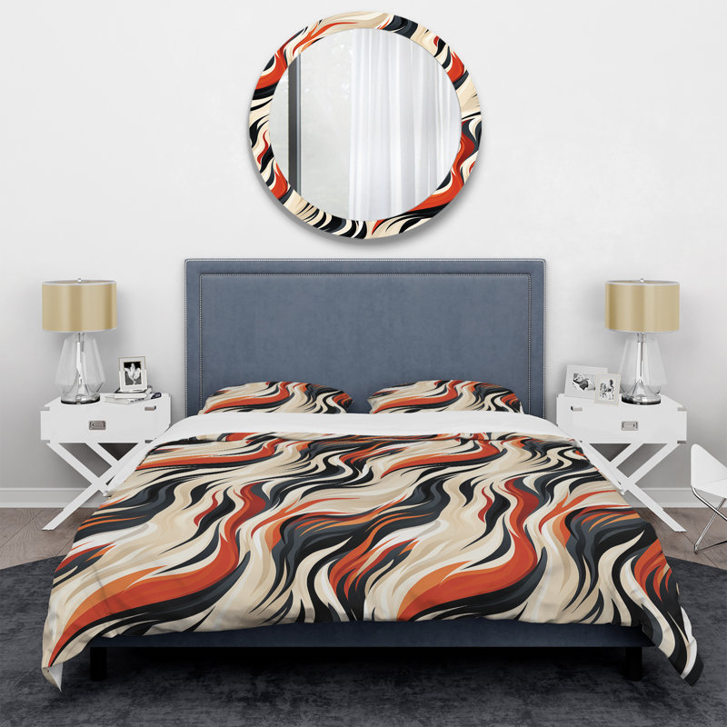 Ensemble de housse de couette ésotérique orange et beige, Housse de couette pour très grand lit et 2 très