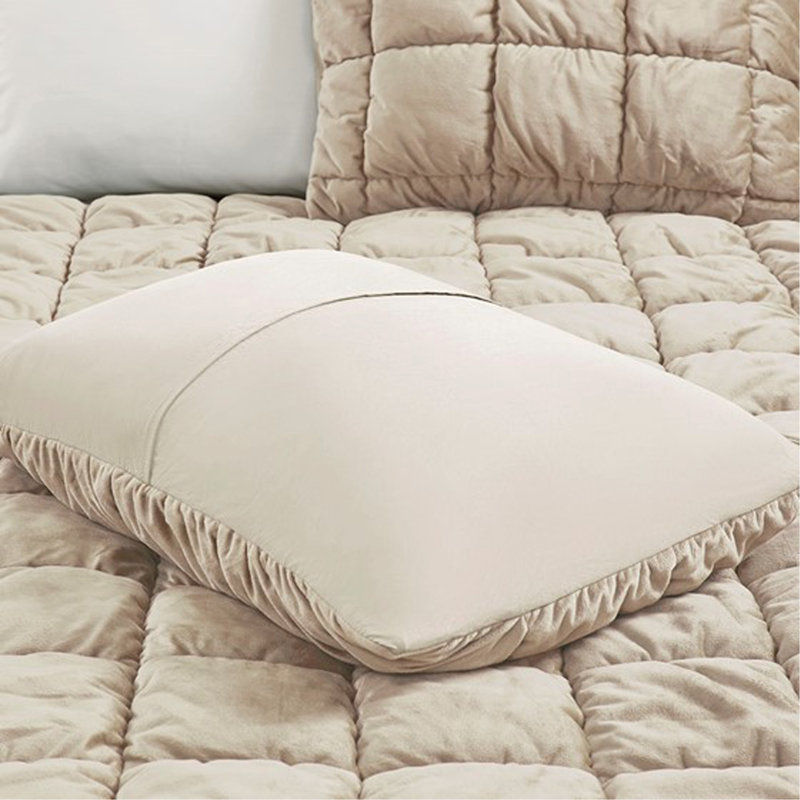 Ensemble d'édredon pour lit simple 2 pièces, Édredon simple + 2 taies décoratives, Brun