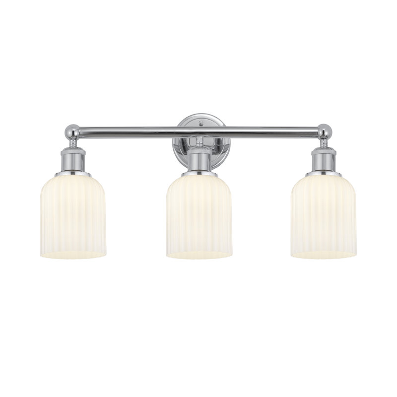 Abat-jour de salle de bain 3 lumières Edison Northgate, Chrome poli, Blanc