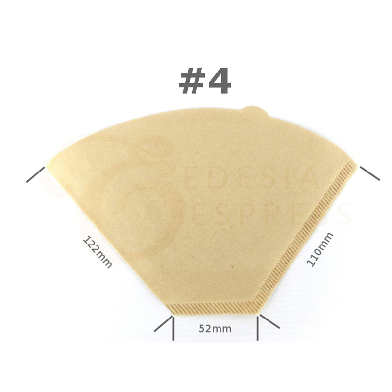 100 Size 4 Brown Unbleached Coffee Filter Paper Cones, White