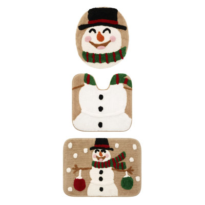 Avanti Mr. Snowman 3-Piece Contour Rug Set