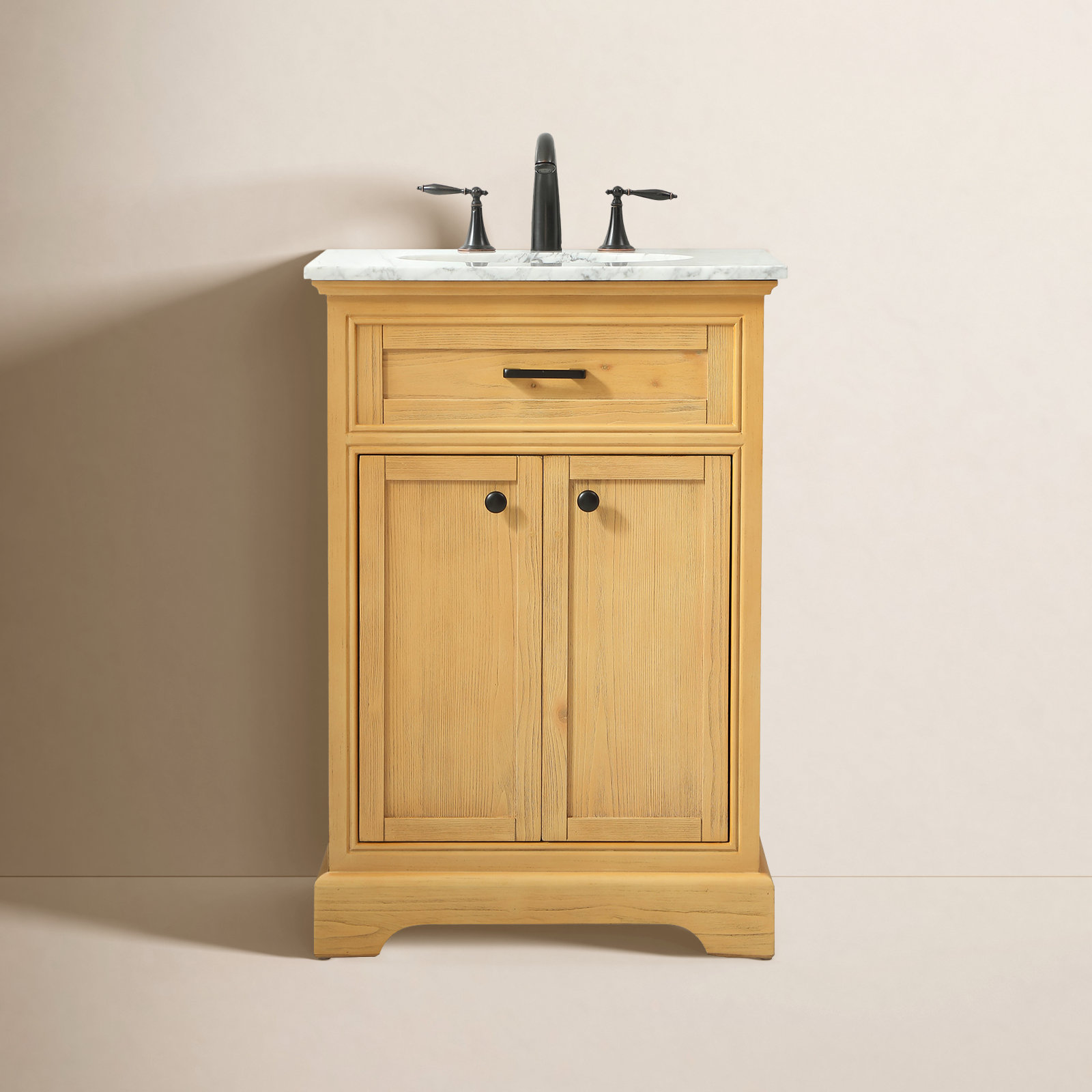Hermes 24'' Single Bathroom Vanity, Natural Wood