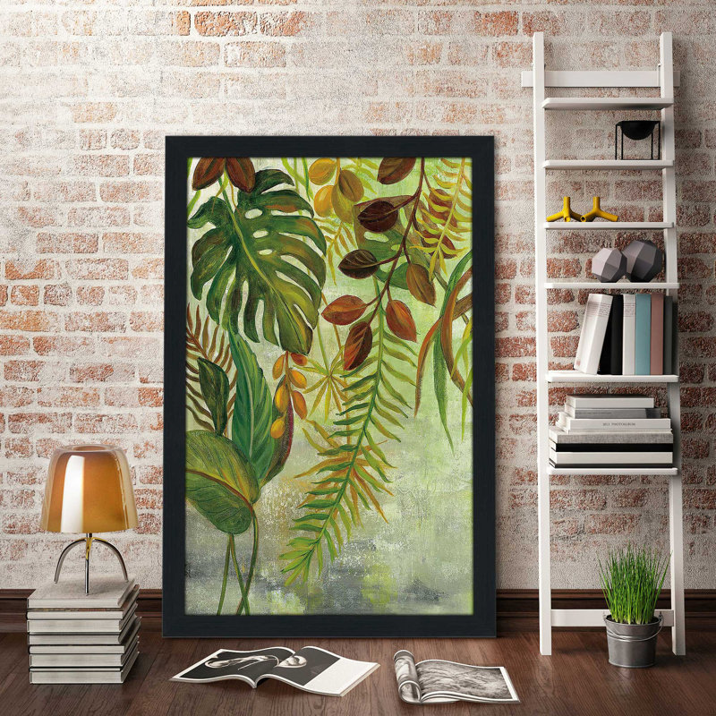 «Tropical Greenery I» par Silvia Vassileva - Peinture, Cadre espresso, H 27,5 po x l 21,5 po x P 0,75 po
