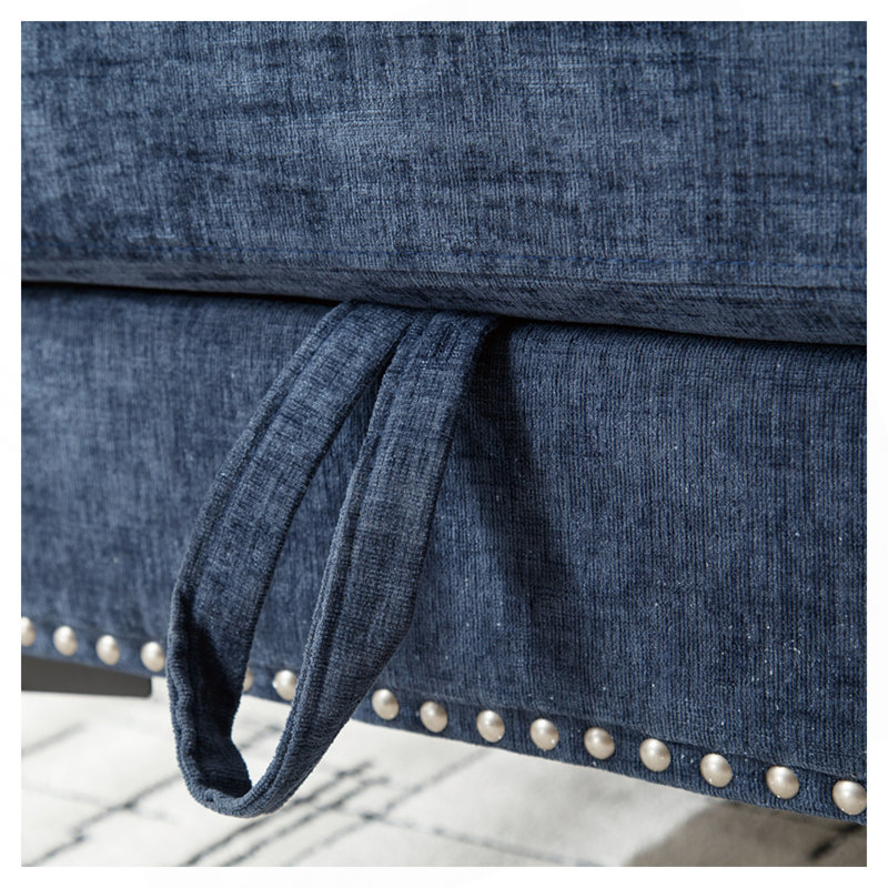 85" Chenille Tufted Sectional Sofa, Blue