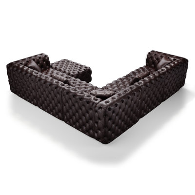Compression Sectionals, 132.5 Faux Leather Modular Modern Sofa for Home