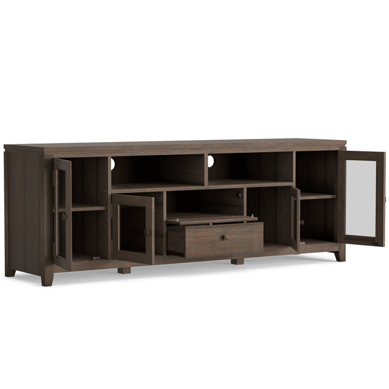 Cosmopolitan SOLID WOOD 72 inch Wide Contemporary TV Media Stand For TVs up to 80 inches, Farmhouse Brown