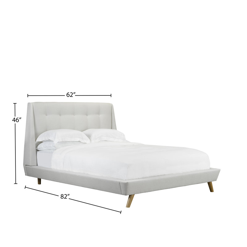 Lit plateforme en tissu d’ameublement Brothers, Double, Blanc cassé