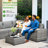 Baili 7 - Person Outdoor Wicker/Rattan Sectional Seating Group with Swivel Chairs, Modern Modular Conversation Set with Cushions-112577144