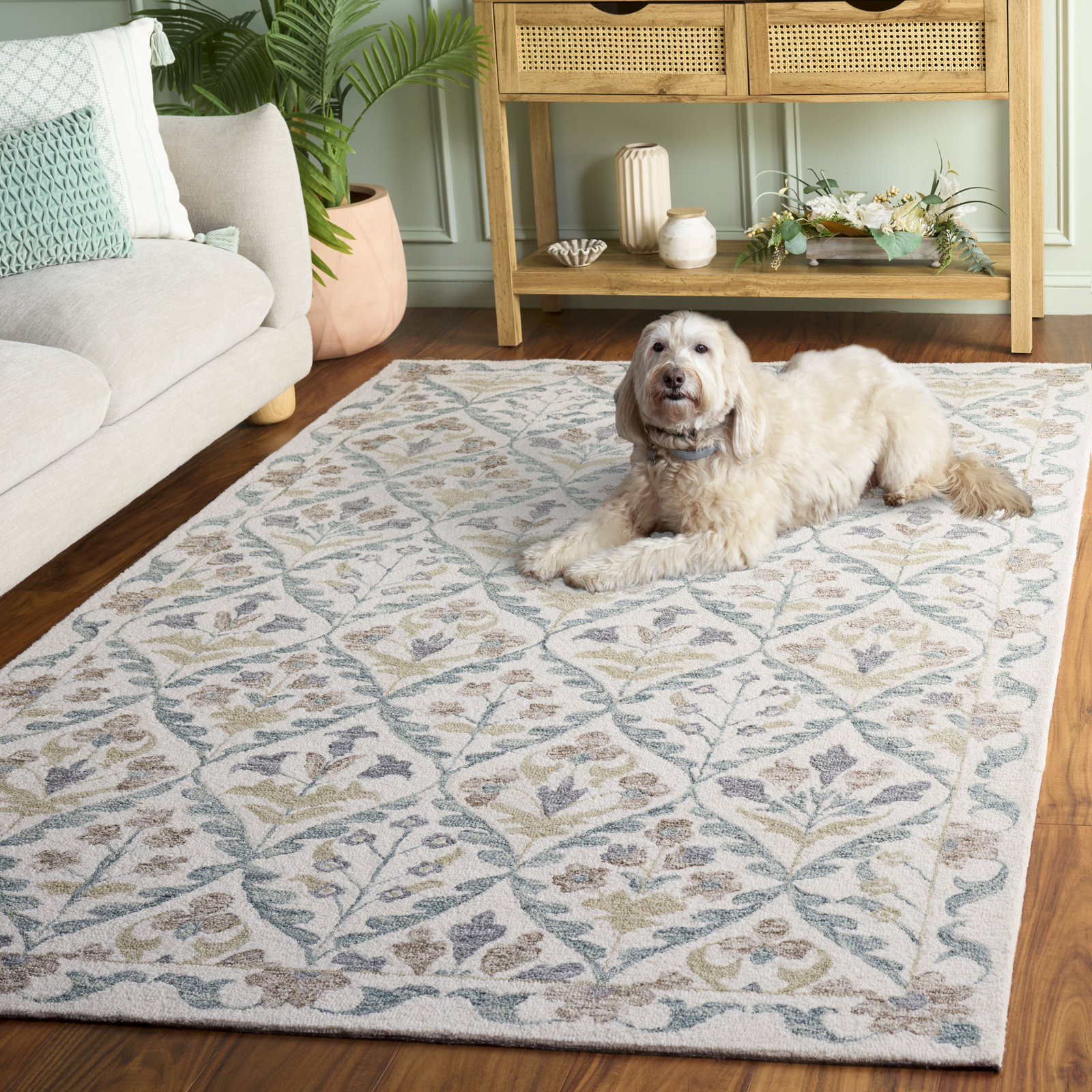 Metro 811 Hand Tufted 80% Wool; 20% Cotton Floral Rug, Rectangle 5' x 8'