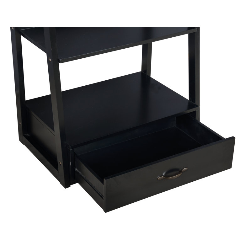 Deivi 63.5"H Ladder Bookcase, Black