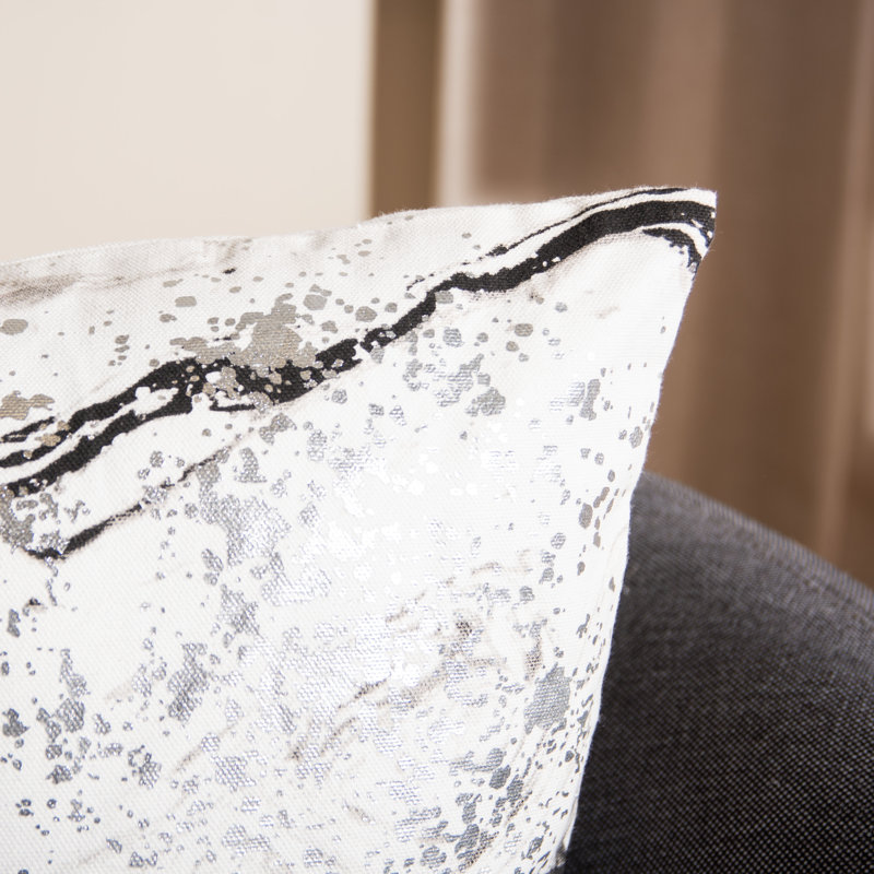 Pipin Beige and Black Abstract Square Throw Pillow