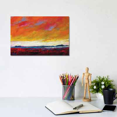 Firey Sky Over New Mexico Desert 1 Piece Wrapped Canvas Painting