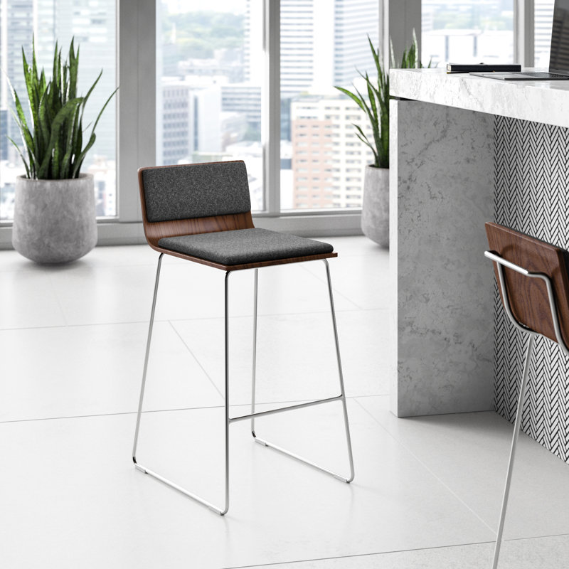 Tabouret de bar et de comptoir Seguin, Gris foncé, Noyer, Tabouret de comptoir (assise de 24 po de hauteur)