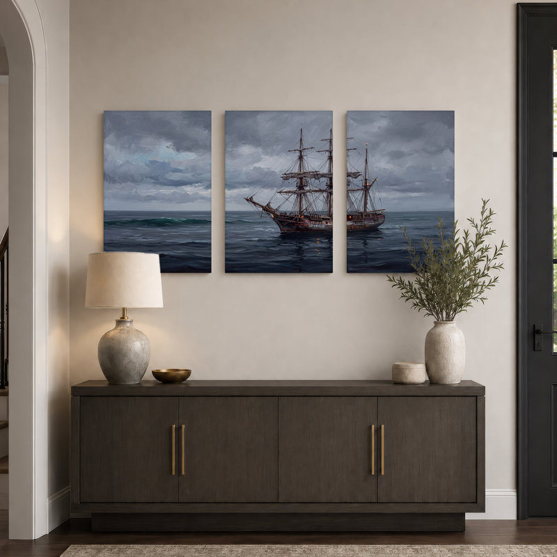 Ensemble de 3 toiles sur trois mâts, H 24 po x l 16 po x 3 pièces
