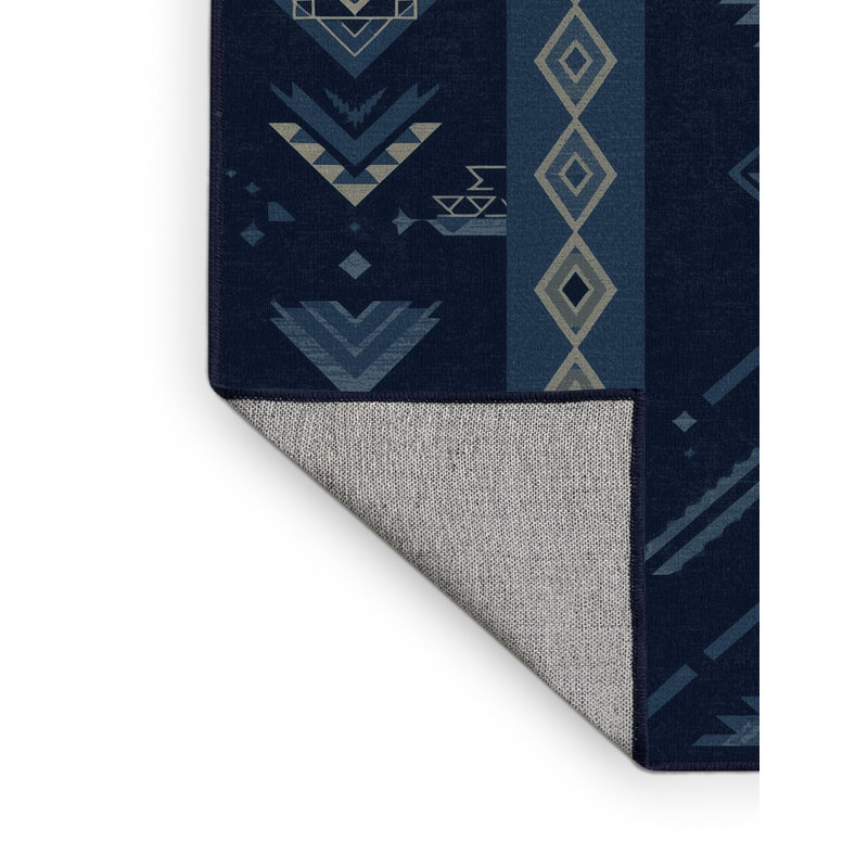 Tapis bleu lavable à la machine d'inspiration mondiale Northville, 4x6